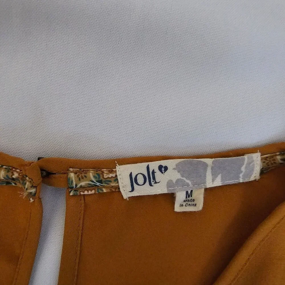 Jolt Rust Orange Crochet Lace Detail Bell Sleeve Peasant Style Blouse Sz Medium - Picture 7 of 12